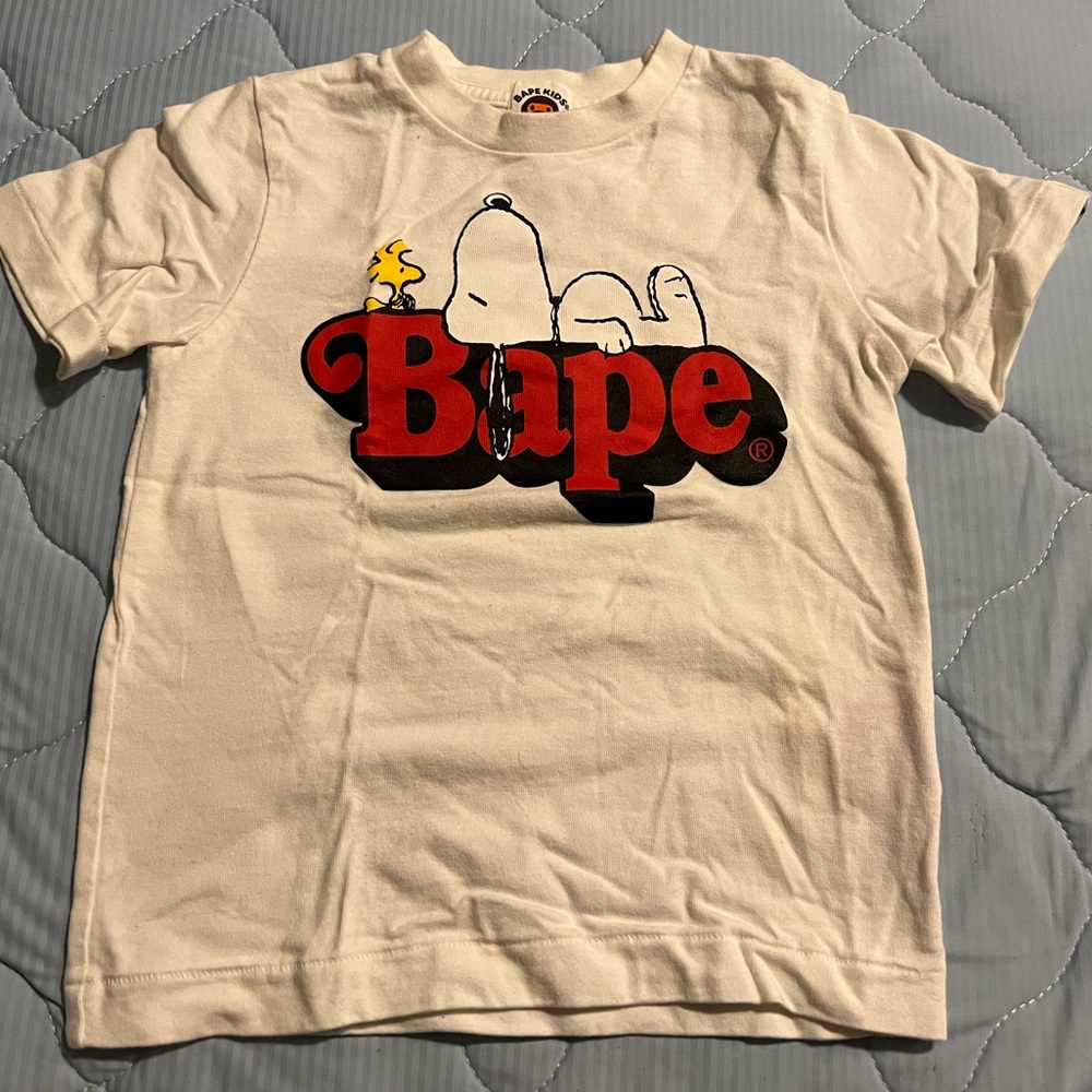 White Bape Kids Baby Milo snoopy t shirt